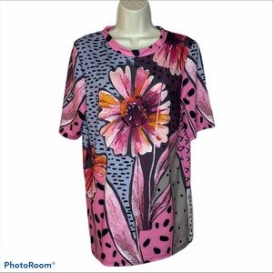 Women’s Pink Tee Shirt by Azalea by Firmiana  Floral Print